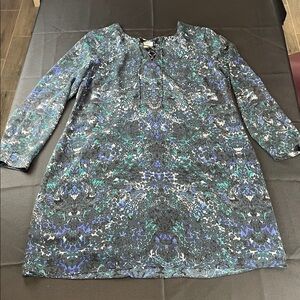 CAbi 3339 Noel Eternity Damask shift Floral Long Sleeve Dress size Large